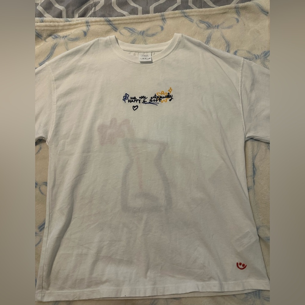 Zara White Graphic kids Shirt